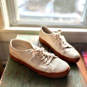 Frye Gia Off-White Leather Tennis Shoe Size 8